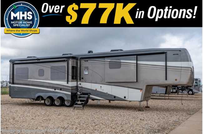 2024 DRV Mobile Suites Houston Luxury Bath &amp; 1/2 Model W/ Mor Ryde Step, Heat Pumps, Ext. TV, 270 Cam System &amp; More