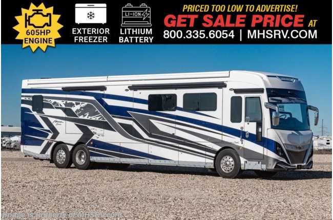 2025 American Coach American Dream 45D Bath &amp; 1/2 W/ Ext. Freezer, Starlink, Lithium Batt, 605 HP, 2 Slide Out Trays, Motion Power Lounge &amp; More
