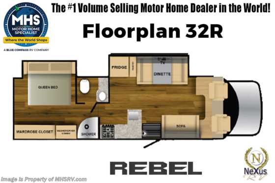 2024 Nexus Rebel 30R 4x4 Super C W/ Mobileye, Solar, Ext. TV Floorplan