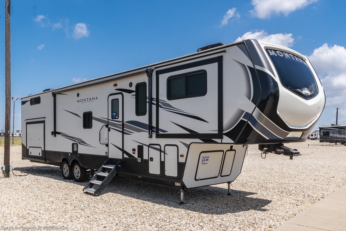 2021 Keystone Montana 377FL W/ Rims, Auto Leveling, Oven, Theater Seats, Fireplace, King, W/D &amp; More
