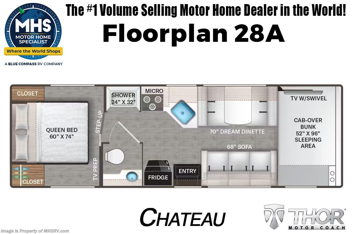 2023 Thor Motor Coach Chateau 28A W/ High Output A/C, Keyless Cab Entry