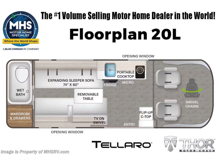 Floorplan of 2025 Thor Motor Coach Tellaro 20L