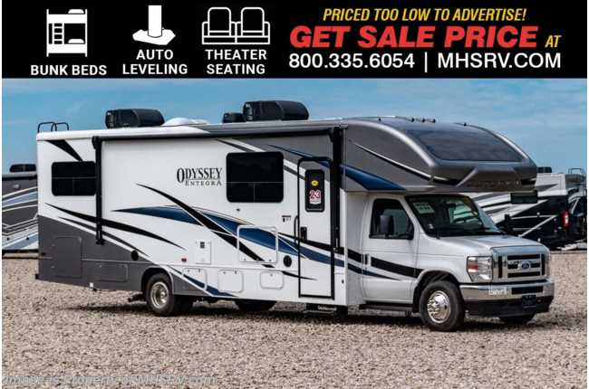 2025 Entegra Coach Odyssey 31F Bunk Model RV W/ Auto Leveling, Solar, Dual A/Cs, Bedroom TV, Theater Seats, 2nd House Battery &amp; More