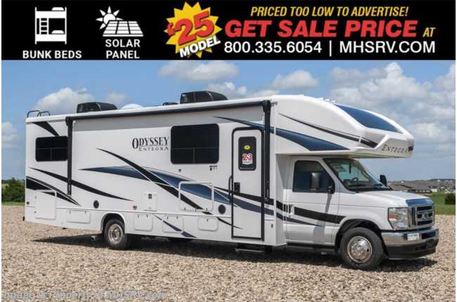 2025 Entegra Coach Odyssey 31F Bunk Model RV W/ Auto Leveling, Solar, Dual A/Cs, Bedroom TV, 2nd House Battery &amp; More