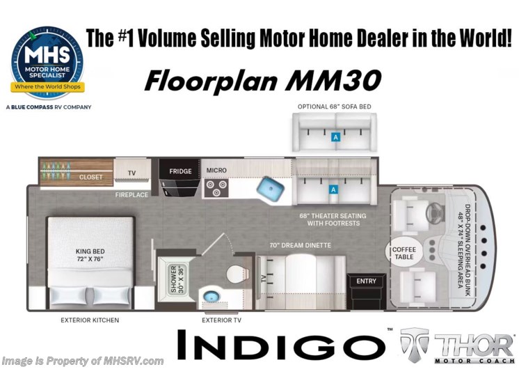 Floorplan of 2025 Thor Motor Coach Indigo MM30