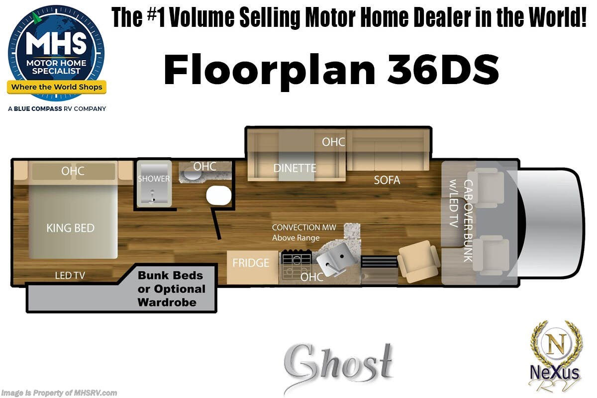 2025 Nexus Ghost 36DS Luxury Super C Bunk Bed W/ Mobile Eye, King Bed