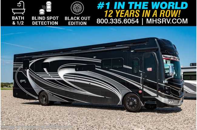 2025 Fleetwood Discovery LXE 40M Bath &amp; 1/2 W/ Blind Spot Detect, Custom Black Out Edition, Motion Pwr Lounge, Heated Tile Floor, 2nd Patio Awning &amp; More