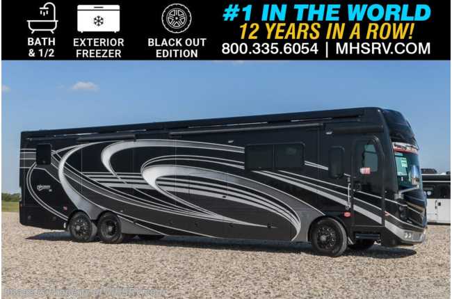 2025 Fleetwood Discovery LXE 44S Bath &amp; 1/2 W/ Ext. Freezer, Custom Black Out Edition, 2nd Awning, OH Loft, Blind Spot Detect., U-Shaped Dinette &amp; More.
