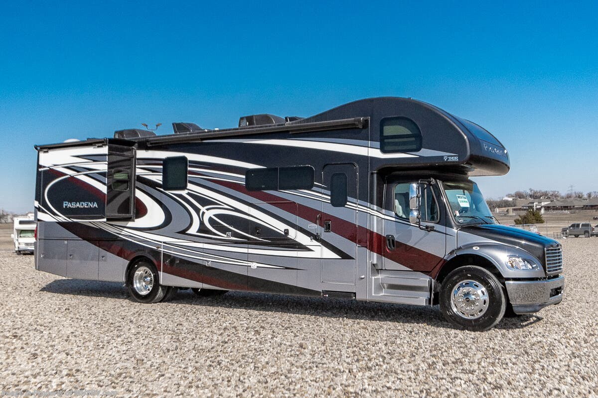 2022 Thor Motor Coach Pasadena 38MX Bath &amp; 1/2 RV W/ Fireplace, Theater Seats, King Bed, W/D, Solar &amp; More