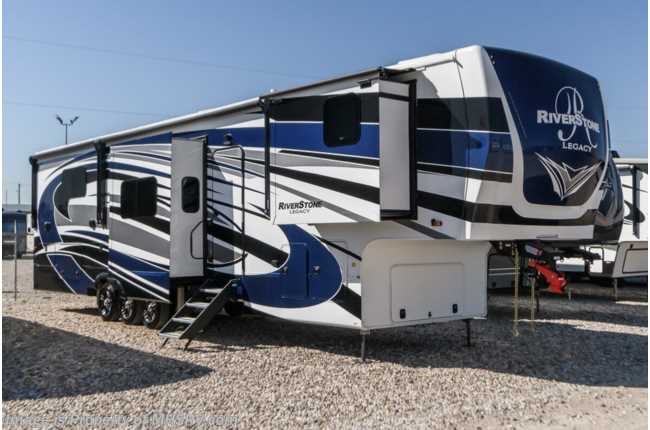 2022 Forest River Riverstone Legacy 42FSKG 5th Wheel W/ Fireplace, Dishwasher, Solar, Oven, Onan Gen., Auto Leveling &amp; More