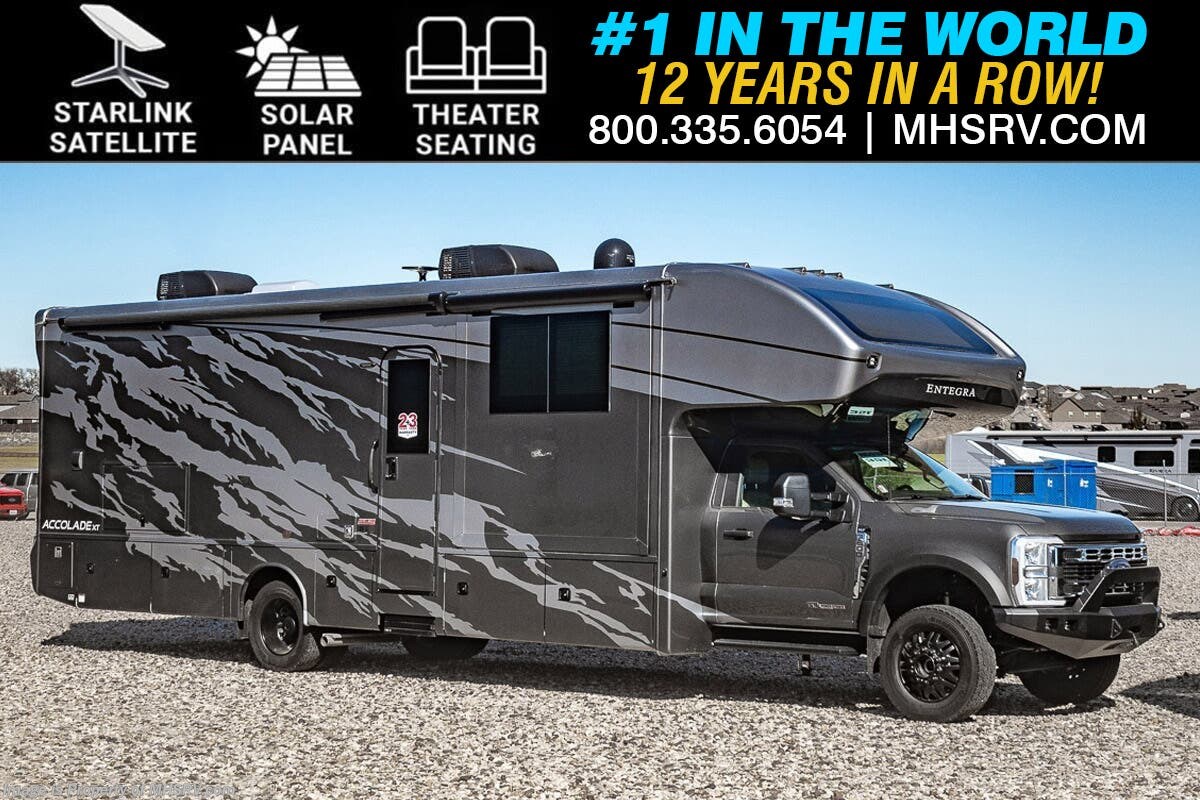 2025 Entegra Coach Accolade XT 35L Super C 4x4 W/ Theater Seating Sofa, Starlink, W/D, Solar, Ext. TV, King Bed &amp; More