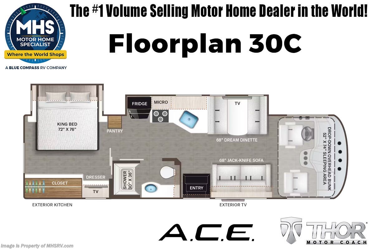 Floorplan of 2025 Thor Motor Coach A.C.E. 30C