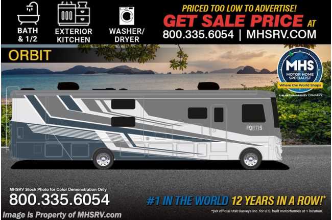 2026 Fleetwood Fortis 36Y Bath &amp; 1/2, KID KAVE™ W/ 26K Chassis, Outside Kitchenette, Collision Mitigation, W/D, &amp; More!