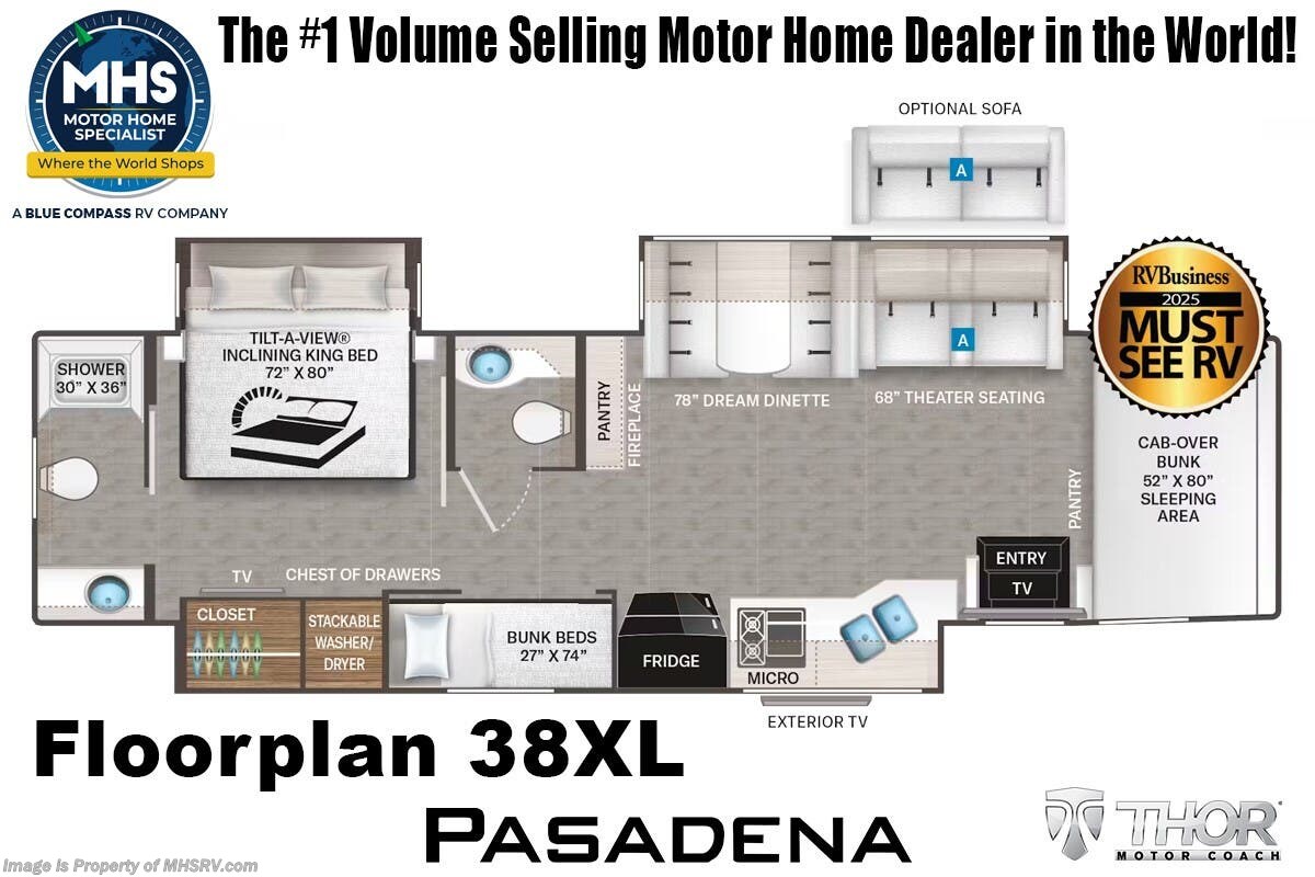 Floorplan of 2026 Thor Motor Coach Pasadena 38XL