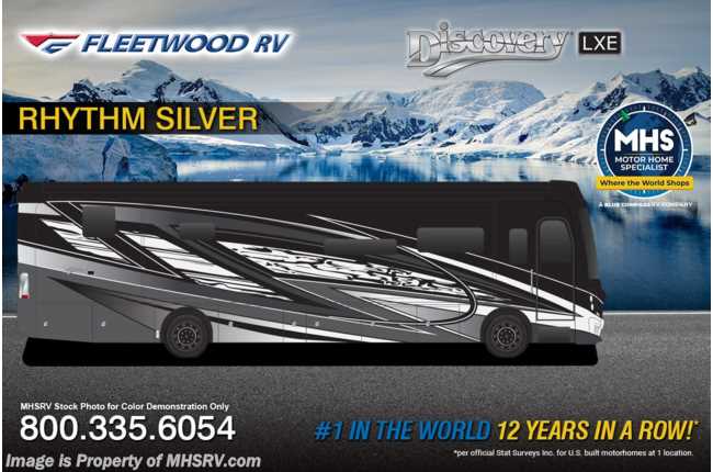 2026 Fleetwood Discovery LXE 44S Bath &amp; 1/2 W/ Ext. Freezer, 2nd Awning, OH Loft, Starlink, Blind Spot Detect., U-Shaped Dinette &amp; More.