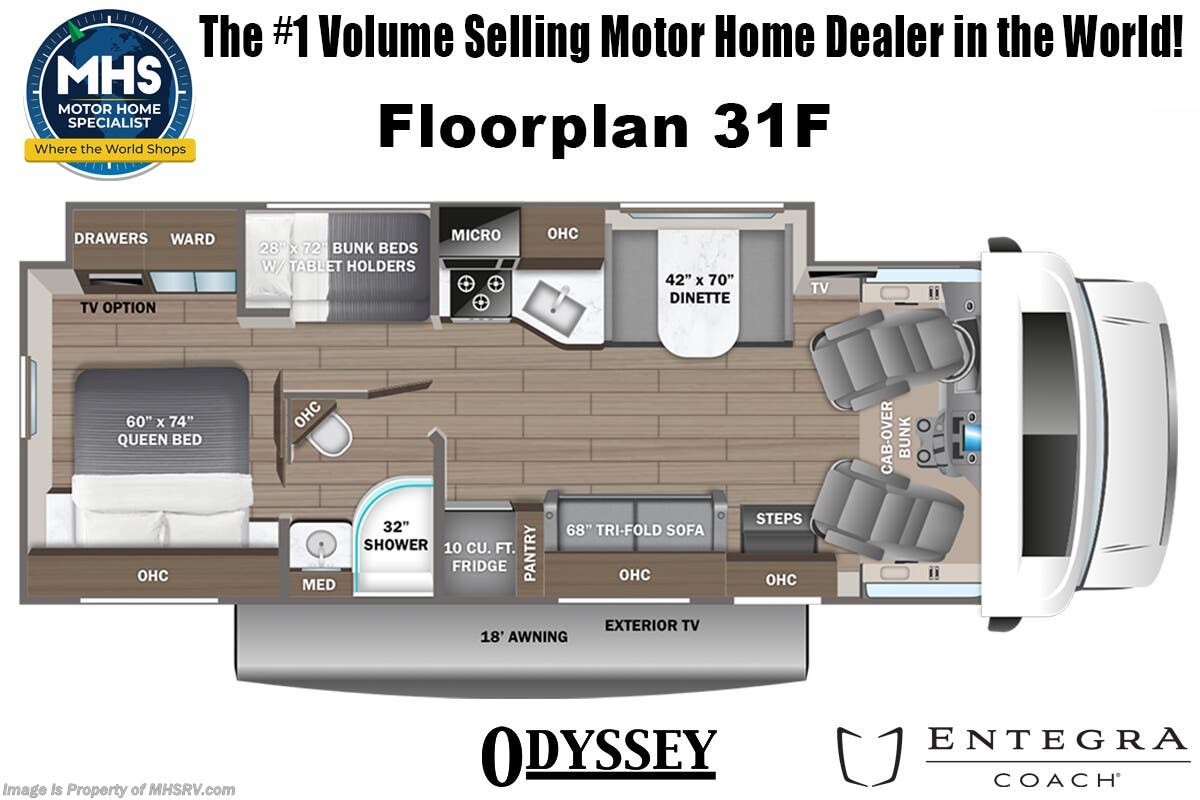 Floorplan of 2026 Entegra Coach Odyssey 31F