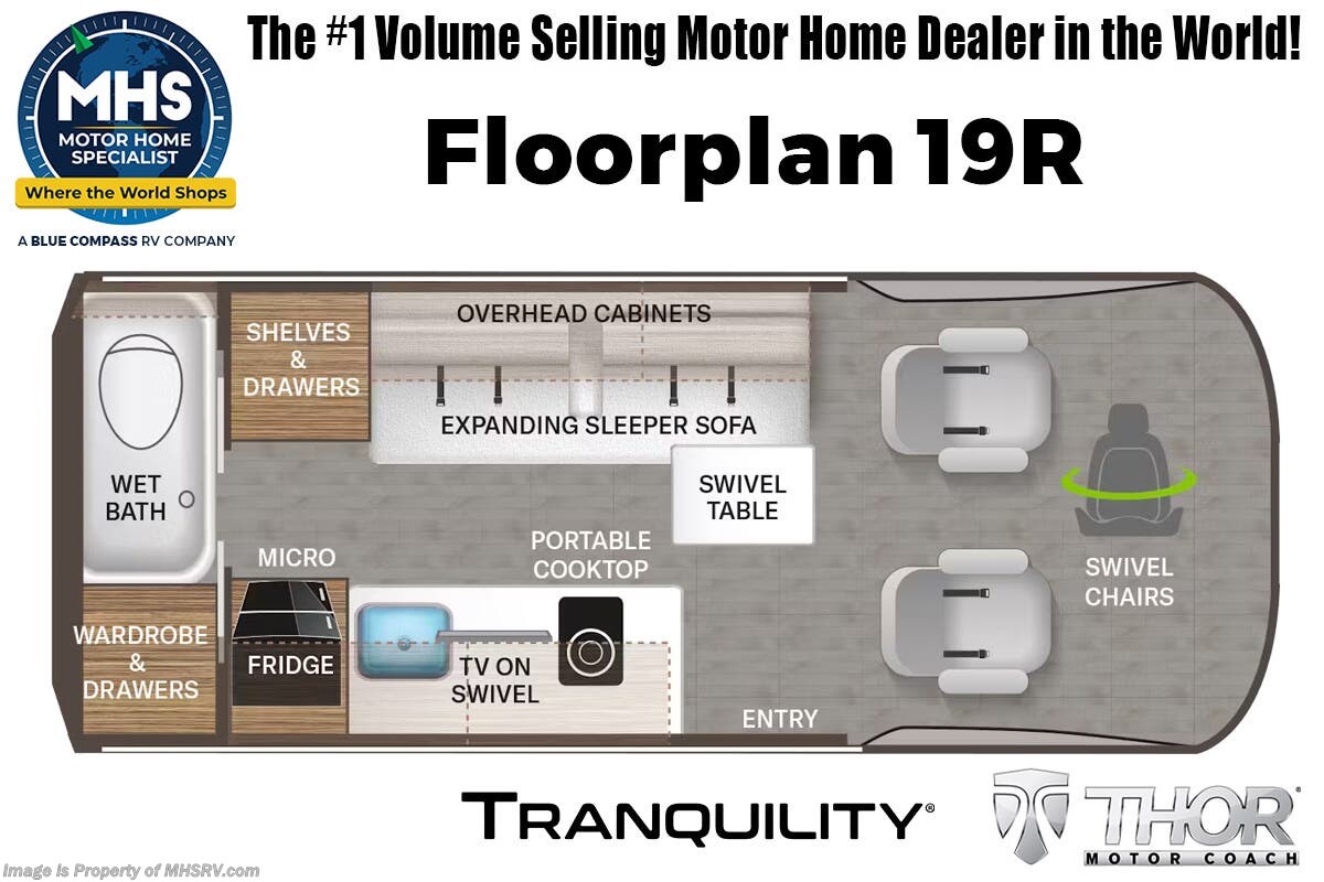 Floorplan of 2025 Thor Motor Coach Tranquility 19R