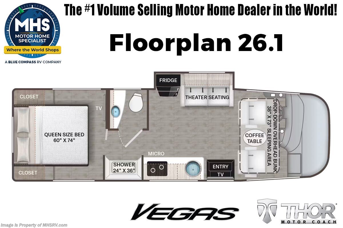 Floorplan of 2026 Thor Motor Coach Vegas 26.1