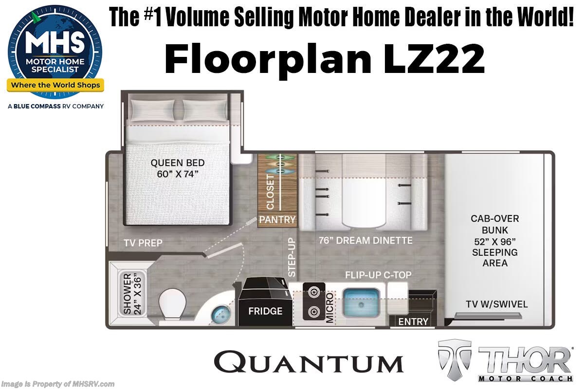Floorplan of 2026 Thor Motor Coach Quantum LZ22