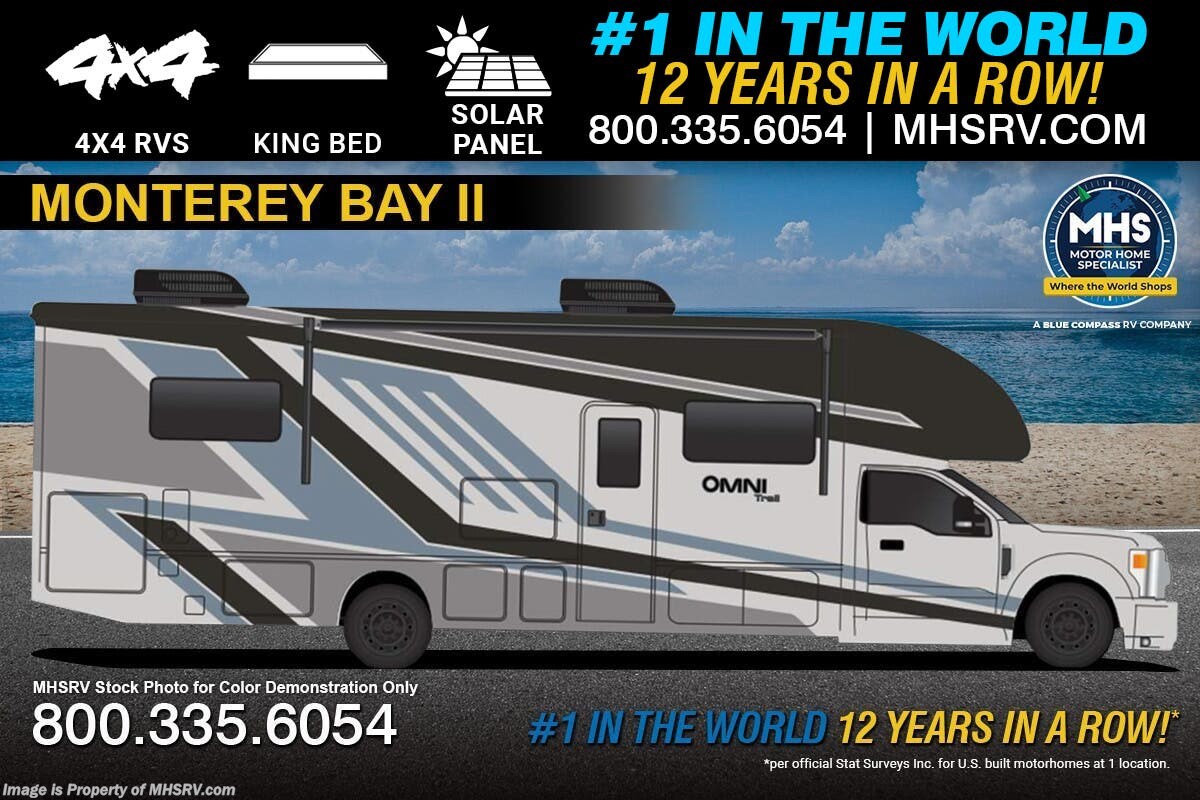 2026 Thor Motor Coach Omni Trail R36 Bunk Model RV 4x4 330HP Diesel Super C W/ King Bed, Solar, Winegard, Theater Seats &amp; More