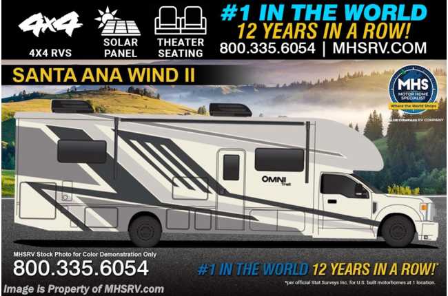2026 Thor Motor Coach Omni Trail X32 4x4 330HP Diesel Super C W/ Theater Seats, Solar &amp; More