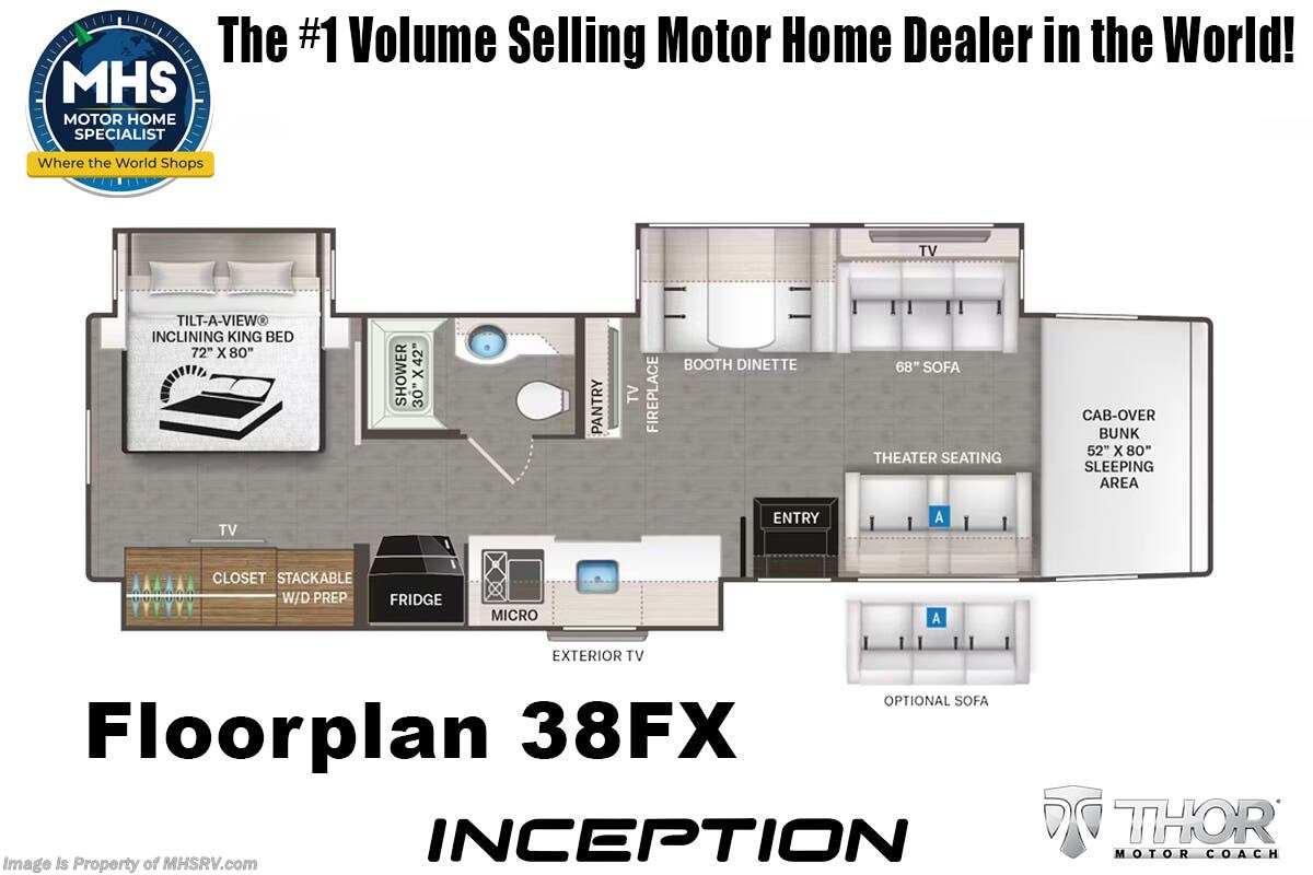 Floorplan of 2026 Thor Motor Coach Inception 38FX