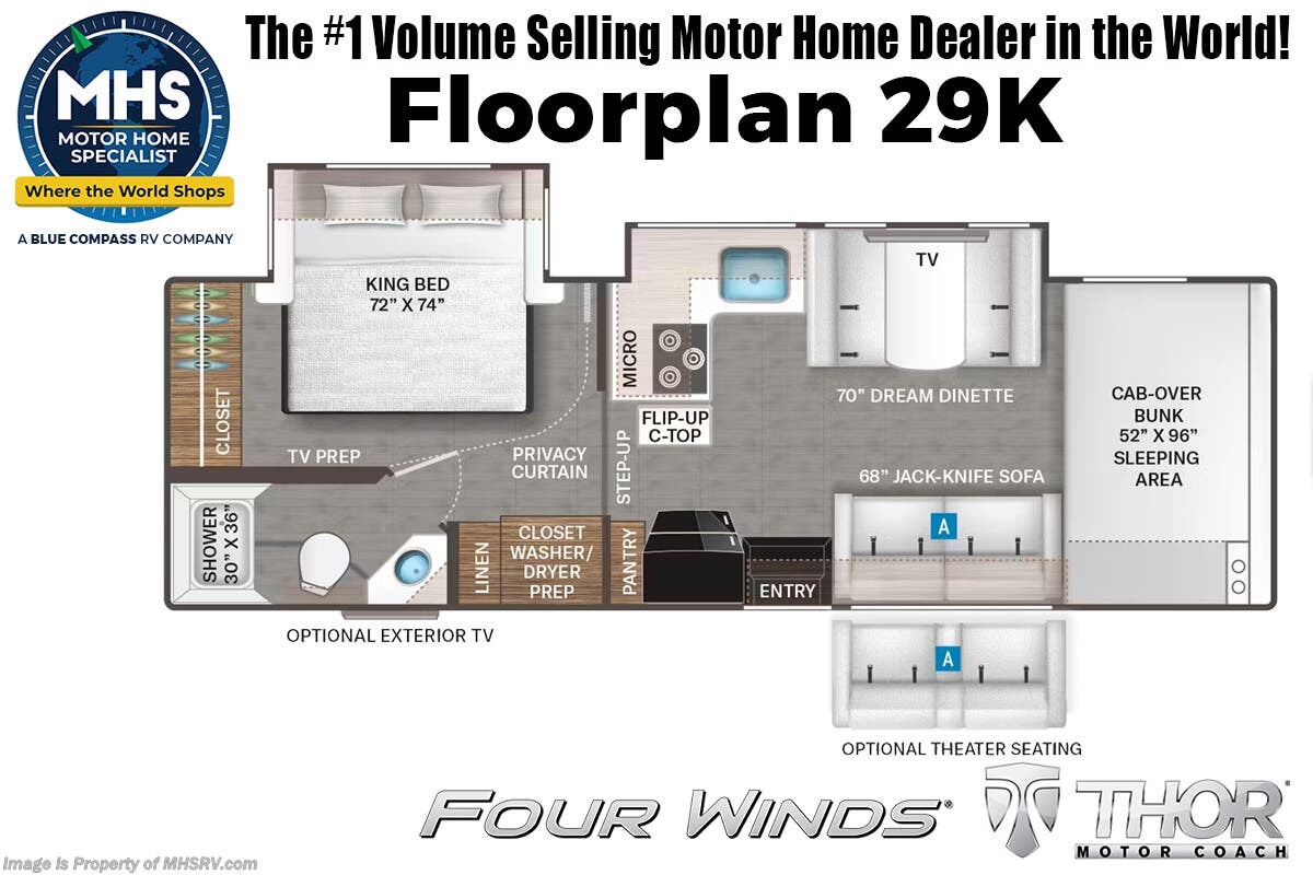 Floorplan of 2026 Thor Motor Coach Four Winds 29K