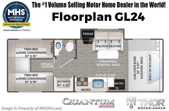 2026 Thor Motor Coach Quantum Sprinter GL24 Sprinter Diesel RV W/ Auto Leveling, Theater Seats, Winegard, Solar &amp; More