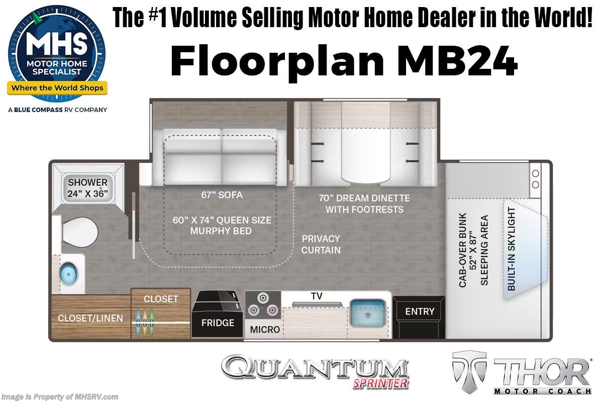 Floorplan of 2026 Thor Motor Coach Quantum Sprinter MB24