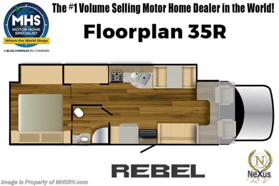 2026 Nexus Rebel 35R Bunk Model 4x4 Super C W/ Solar, Roof Ladder, Oven, Ext. TV, Outside Kitchen Floorplan