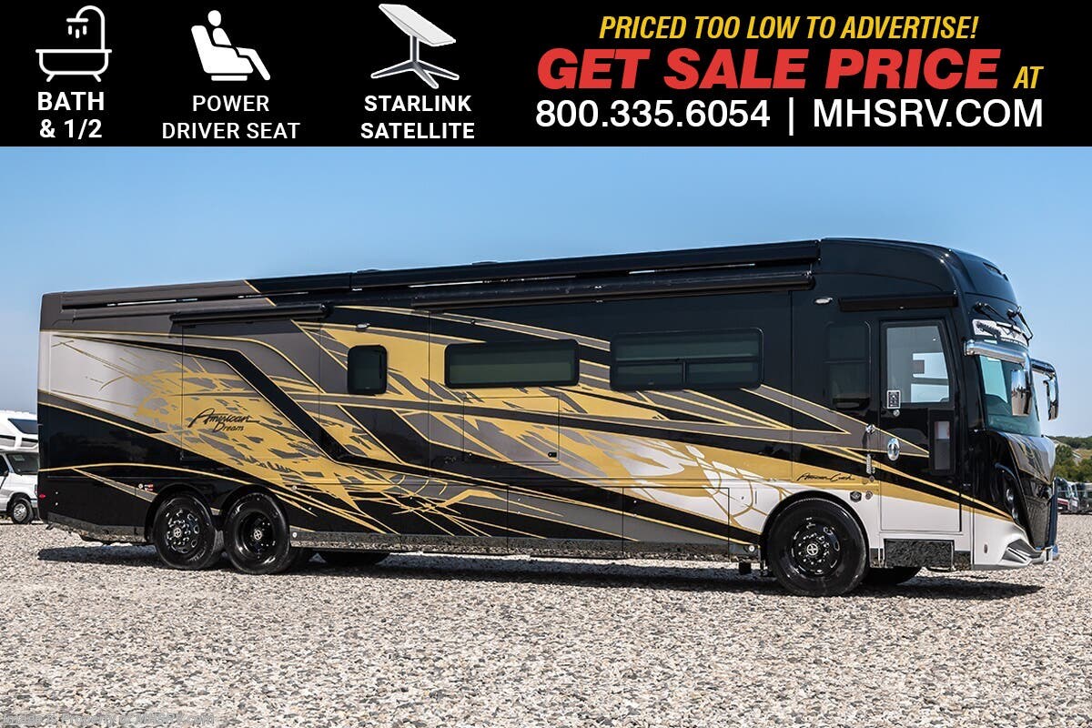 2026 American Coach American Dream 45A Bath &amp; 1/2 W/  24 Karat Gold Flaked Paint, Starlink, Motion Pwr. Lounge, Dual Power Trays &amp; Tech. Pkg.