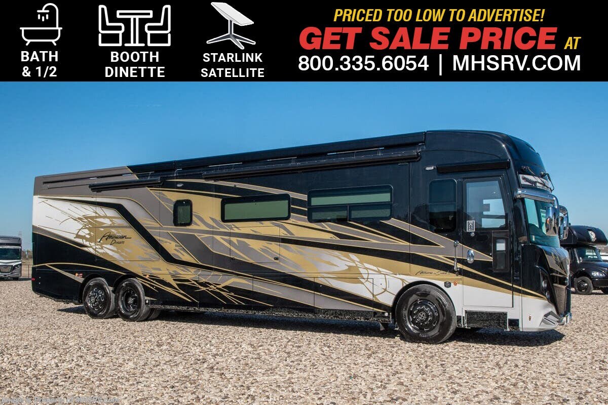 2026 American Coach American Dream 45A Bath &amp; 1/2 W/ 24 Karat Gold Flaked Paint, Booth Dinette, Starlink, Motion Pwr. Lounge, Dual Power Trays, Tech. Pkg. &amp; More