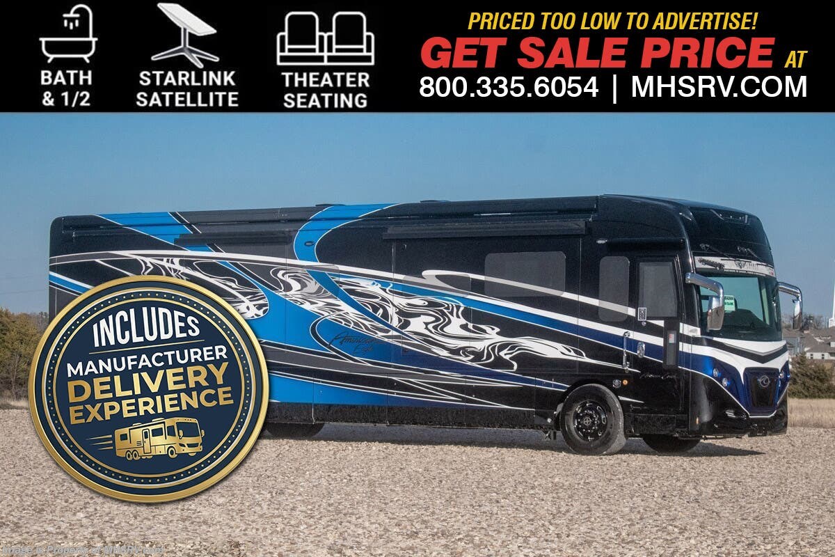 2026 American Coach American Eagle 45K Bath &amp; 1/2 W/ Starlink, Theater Seats, Dual Power Trays, Tech. Pkg., Ext. Freezer &amp; More