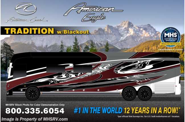 2026 American Coach American Eagle 45K Bath &amp; 1/2 W/ Starlink, Theater Seats, Dual Power Trays, Tech. Pkg., Ext. Freezer &amp; More
