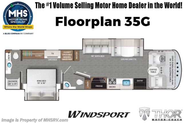 2026 Thor Motor Coach Windsport 35G Bath &amp; 1/2 RV W/ King Bed, Solar, OH Loft, Dual Pane Windows &amp; More
