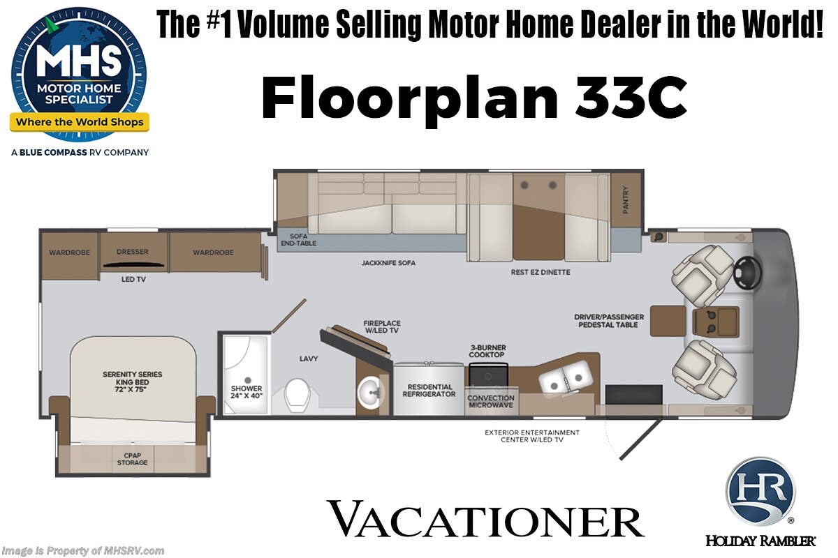 Floorplan of 2026 Holiday Rambler Vacationer 33C