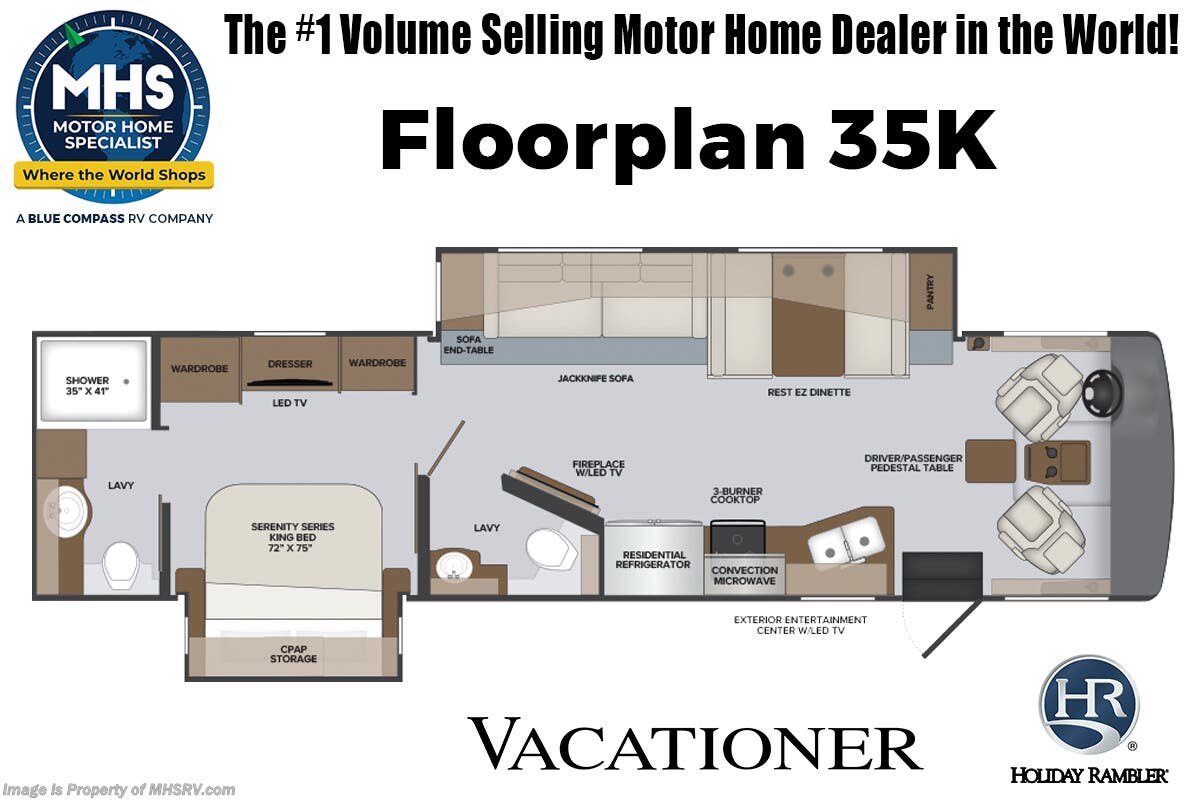 Floorplan of 2026 Holiday Rambler Vacationer 35K
