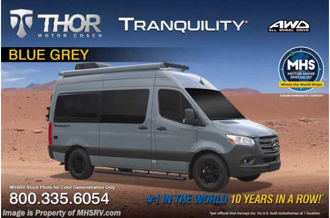 2026 Thor Motor Coach Tranquility 24A AWD Sprinter W/ Bike Rack, Lith Batt &amp; Much More