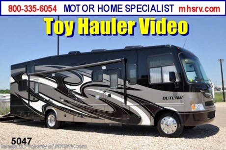 &lt;a href=&quot;http://www.mhsrv.com/thor-motor-coach/&quot;&gt;&lt;img src=&quot;http://www.mhsrv.com/images/sold-thor.jpg&quot; width=&quot;383&quot; height=&quot;141&quot; border=&quot;0&quot; /&gt;&lt;/a&gt; 
Thor Motor Coach Outlaw toy hauler motorhome sold to Louisiana on 5/8/12.