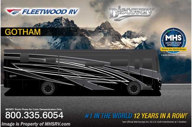2026 Fleetwood Discovery 38W Bath &amp; 1/2 RV W/ Booth Dinette, Tech. Pkg, 3 A/C&apos;s, Dishwasher, OH Loft &amp; More