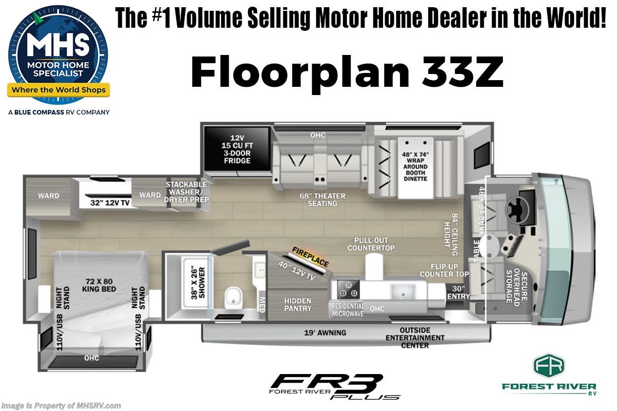 Floorplan of 2026 Forest River FR3 Plus 33Z