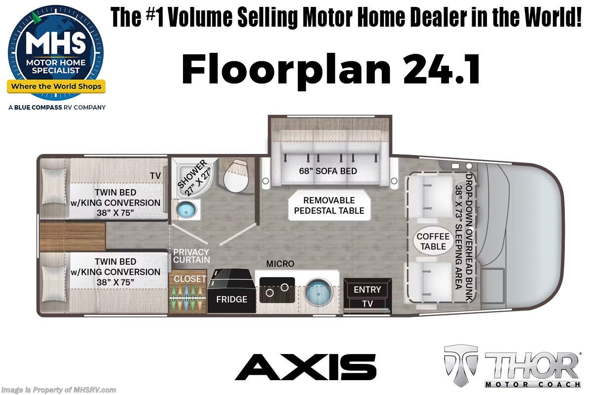 Floorplan of 2026 Thor Motor Coach Axis 24.1