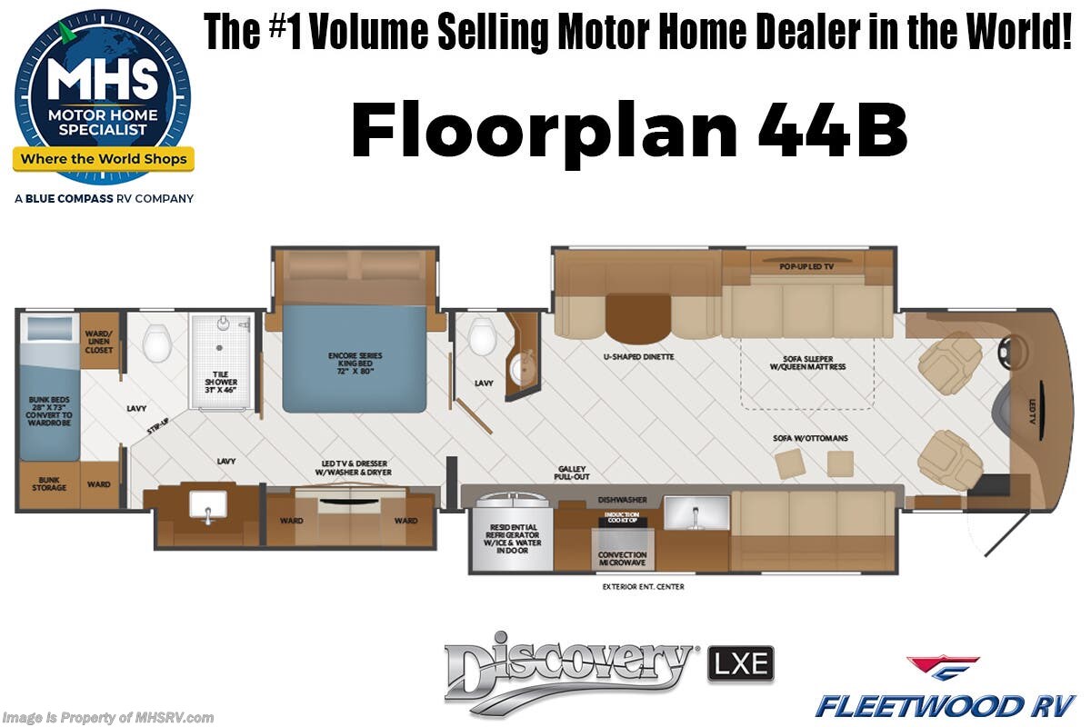 Floorplan of 2026 Fleetwood Discovery LXE 44B