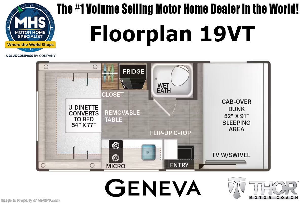 Floorplan of 2026 Thor Motor Coach Geneva 19VT