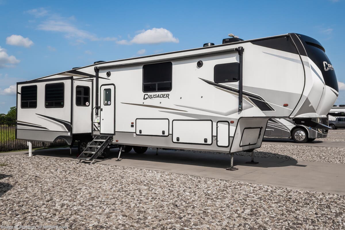 2021 Prime Time Crusader 382MBH Bunk Model 5th Wheel W/ Theater Seats, Auto Leveling, Ext. Grill, Fireplace &amp; More