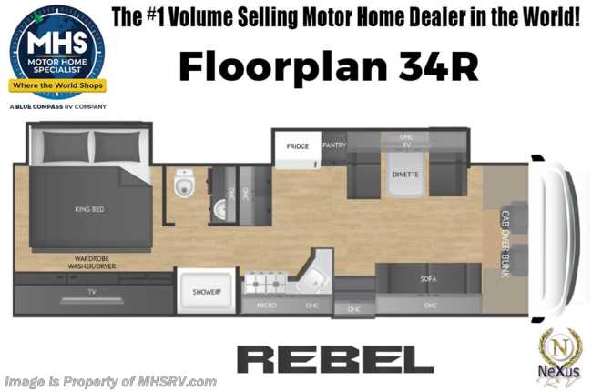 34r 2026 Nexus Rebel 34R 4x4 Super C W/ King Bed, Oven, Theater Seats ...
