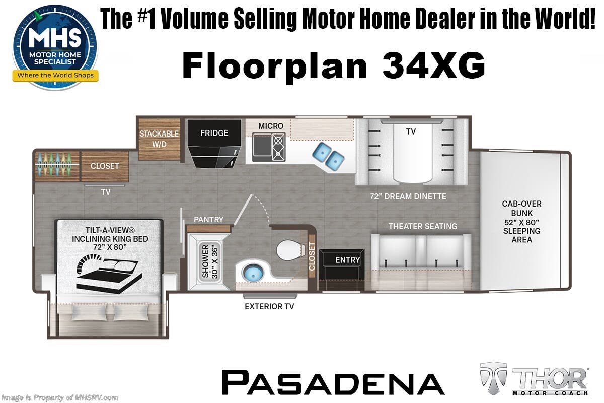 Floorplan of 2026 Thor Motor Coach Pasadena 34XG