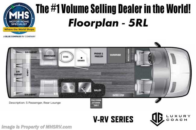 2025 OGV Luxury Coach V-RV 5RLA Luxury AWD B Van RV W/ 1080Ah Lithium Battery, Solar, Apple TV &amp; More