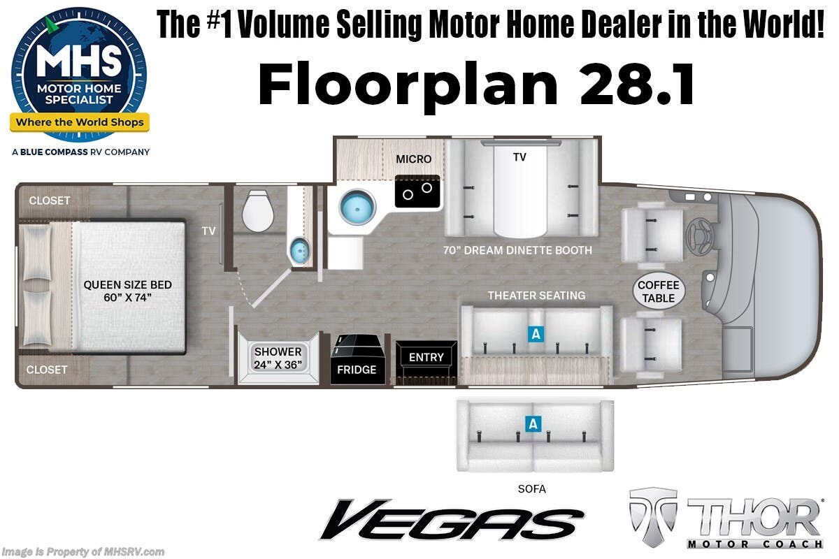 Floorplan of 2026 Thor Motor Coach Vegas 28.1