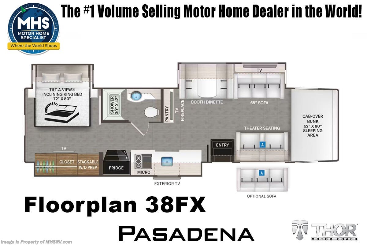 Floorplan of 2026 Thor Motor Coach Pasadena 38FX